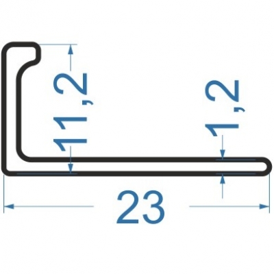 Алюмінієвий L-профіль 23x11.2x1.2
