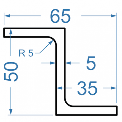 Алюмінієвий Z-профіль 50x35x5