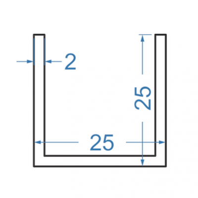 Швелер алюмінієвий  25x25x2