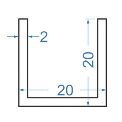 Швелер алюмінієвий  20x20x2