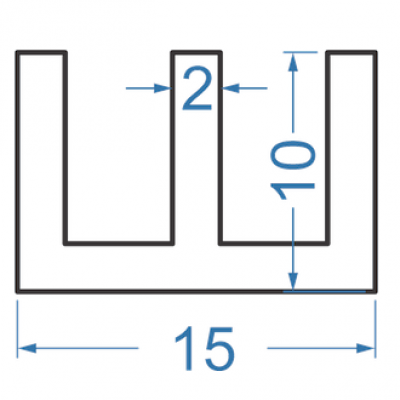 Алюмінієвий Ш-профіль 15x10