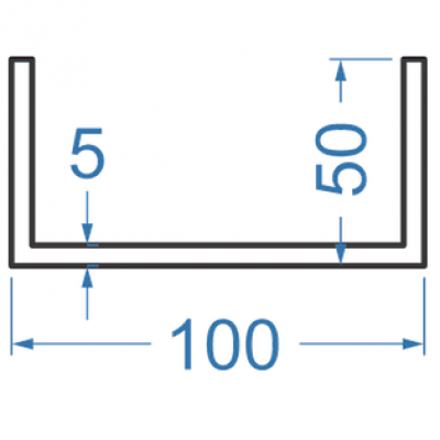 Швелер алюмінієвий 100x50x5