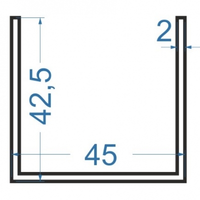 Швелер алюмінієвий 45x42.5x2