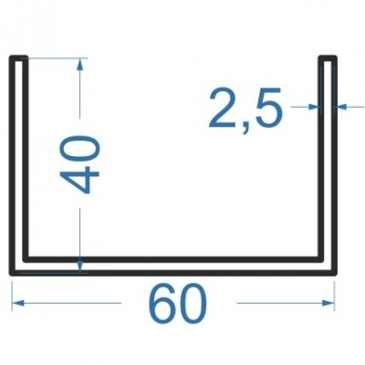 Швелер алюмінієвий 60x40x2.5
