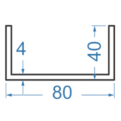 Швелер алюмінієвий  80x40x4