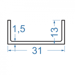 Швелер алюмінієвий 31x13x1.5