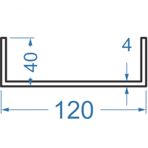 Швелер алюмінієвий 120x40x4
