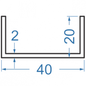Швелер алюмінієвий 40x20x2