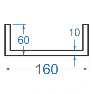 Швелер алюмінієвий 160x60x10