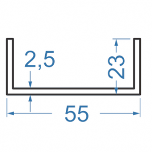 Швелер алюмінієвий 55x23x2.5