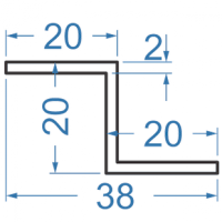 Алюмінієвий Z-профіль 20x20x20x2 анодований