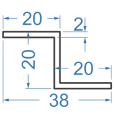 Алюмінієвий Z-профіль 20x20x20x2 анодований