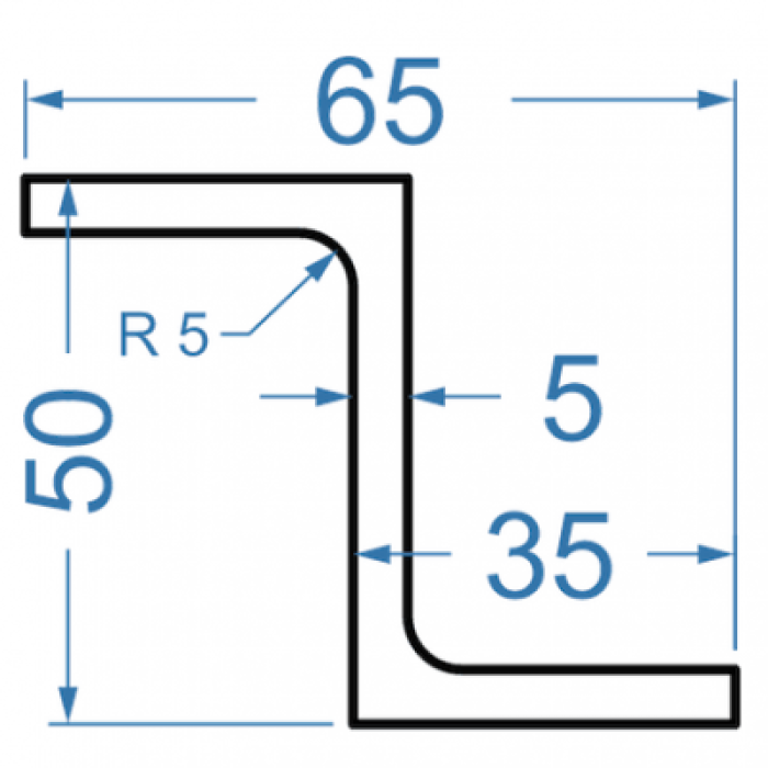 Алюмінієвий Z-профіль 50x35x5