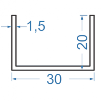 Швелер алюмінієвий 30x20x1.5