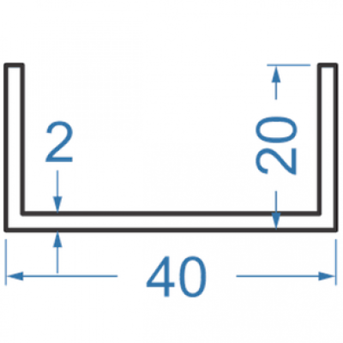 Швелер алюмінієвий 40x20x2