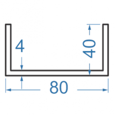 Швелер алюмінієвий  80x40x4